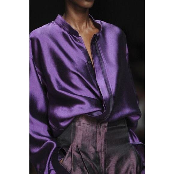 Rebecca Taylor Cassis Silk Charmeuse Top NWT  Jewel Tone Fall Dinner City Blouse - Picture 14 of 16